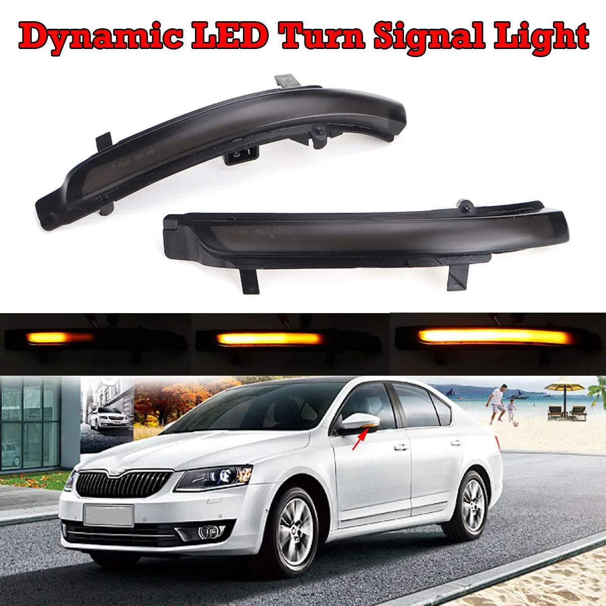 

Pair LED Flowing Turn Signal Indicator Light Side Reaview Mirror Light Lamp For Skoda Octavia 1Z 2009-2013 SUPERB 3T 2008-2014
