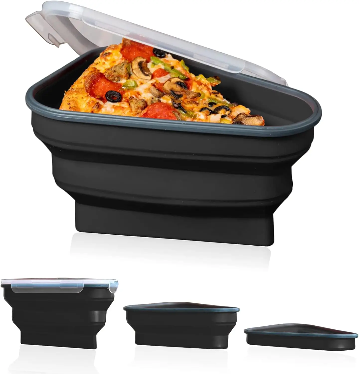 

Perfect Pizza Pack™ - Reusable Pizza Storage Container with 5 Microwavable Serving Trays - BPA-Free Adjustable Pizza Slice Con
