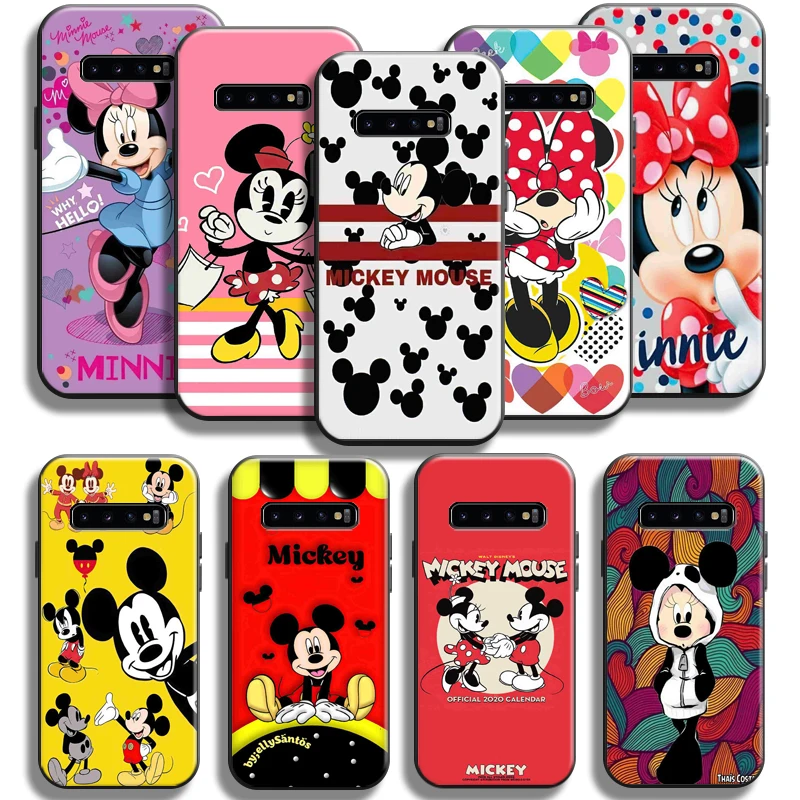 

Disney Mickey Minnie Mouse For Samsung Galaxy S10 5G S10 Plus Lite S10E S10 Phone Case Liquid Silicon Black TPU Silicone Cover