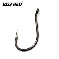 wifreo 30pcs coating out turned eyed carp hook up bent matte black with micro barb for carp fishing hook chod rig li 2 10