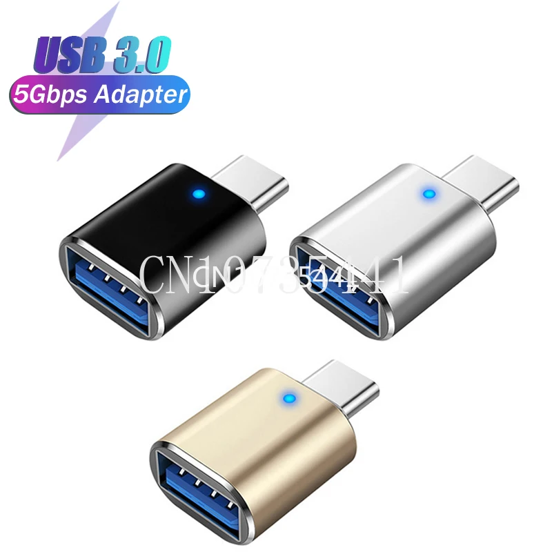 

New LED USB3.0 To Type C Adapter OTG To USB C USB-A To Micro USB Type-C Female Connector For Samsung Xiaomi Huawei POCO Adapters