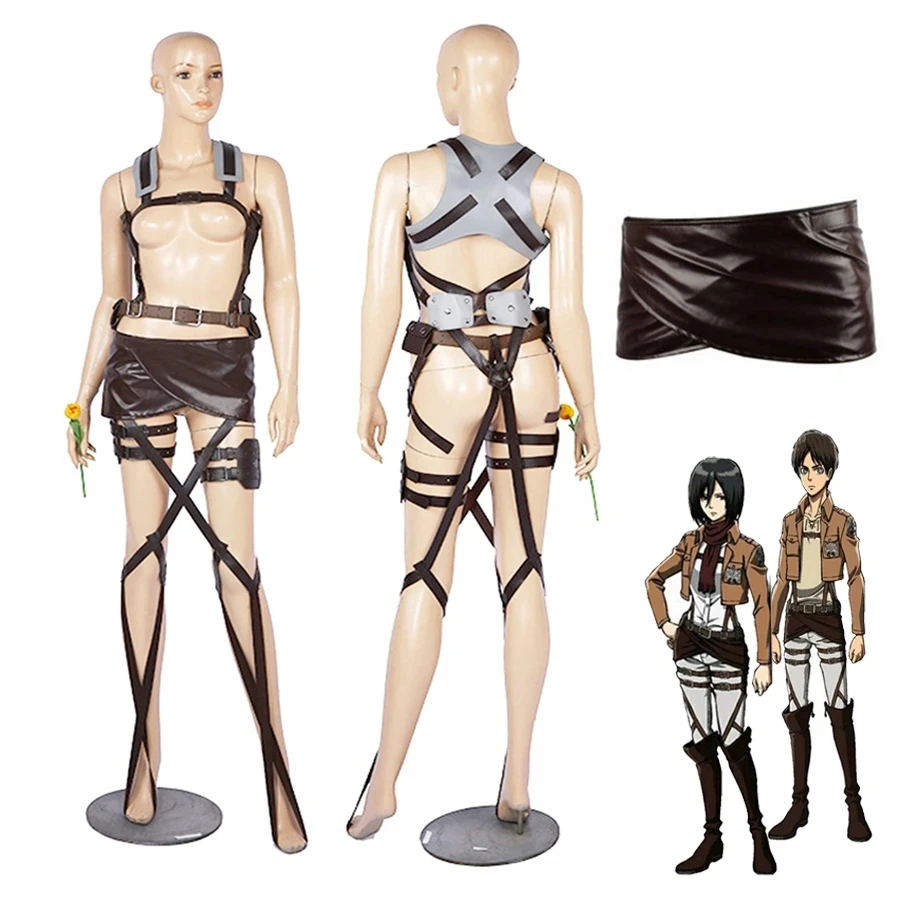 

Anime Attack on Titan Cosplay Belt Hookshot Leather Skirt Shingeki no Kyojin Recon Corps Adjustable Harness Belts Costume Outfit