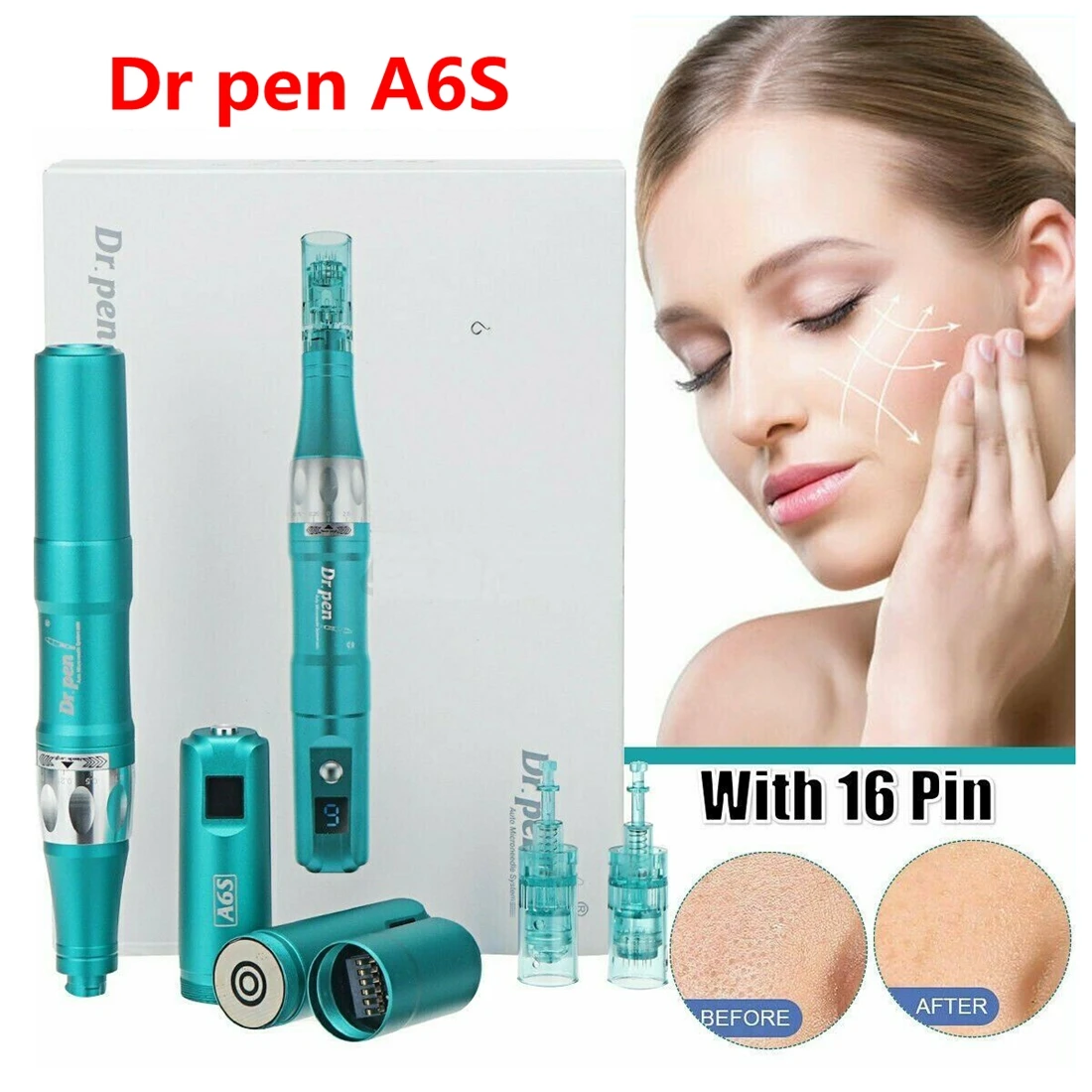 Dr.Pen Ultima A6S Electric Derma Pen with 32 Cartridges Wireless Auto Micro Needle Pen Skin Care Machine