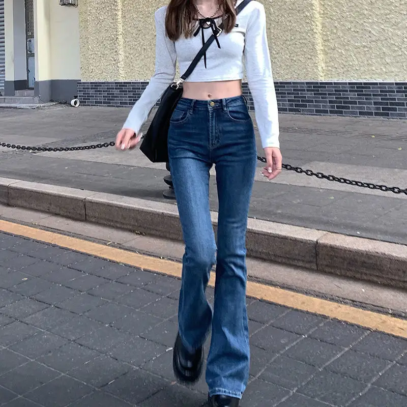 

High Waist Loose Comfortable Jeans For Women Wide Leg Pants Elastic Fashion Boyfriend Style Denim Pants Trousers Plus Size