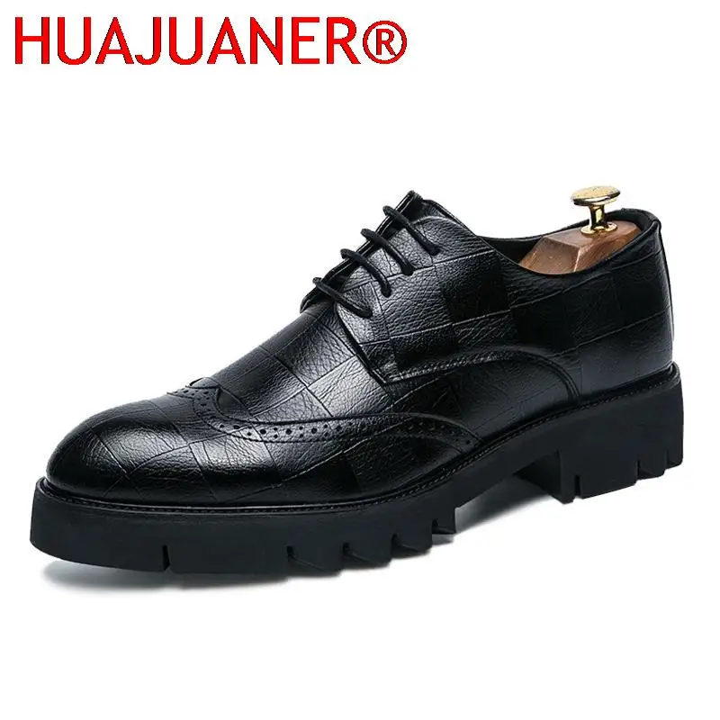 

New Arrival Mens Casual Leather Shoes Thick soled Formal Shoes Fashion Brogue Shoes Elegant Leisure Walk Oxford Male Shoes Adult
