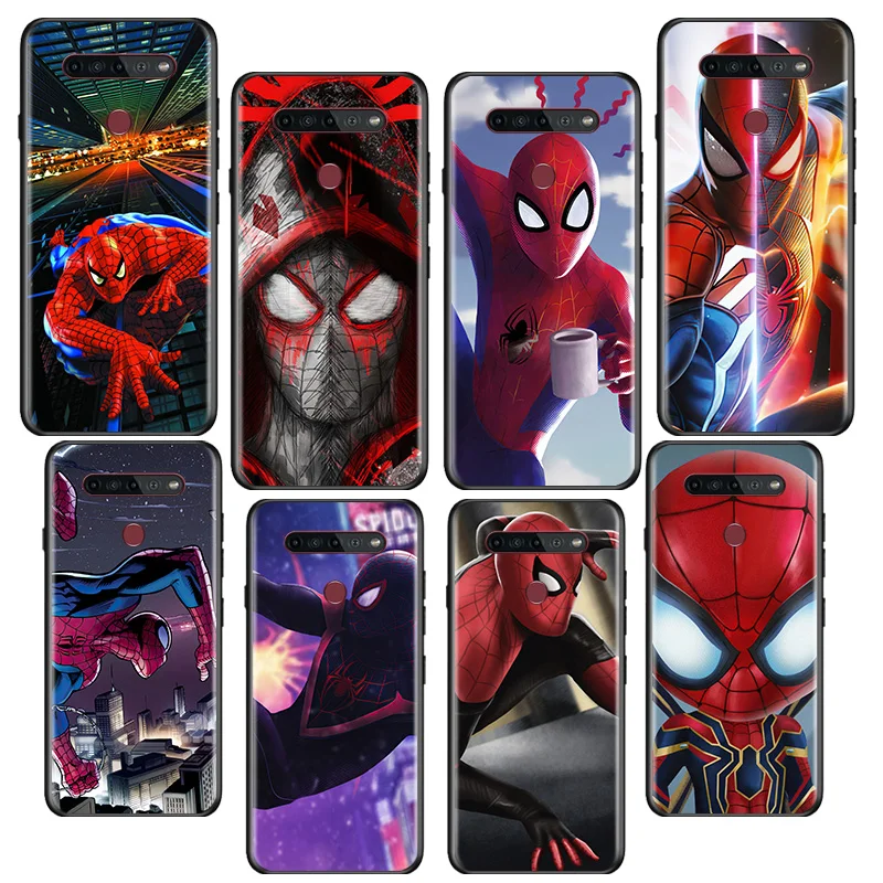 

Spiderman Marvel For LG Q60 V30 V40 V50 V50S V60 G8 G8X G8S ThinQ 5G K22 K40S K41S K50S K51S K61 K71 K92 Black luxury Phone Case