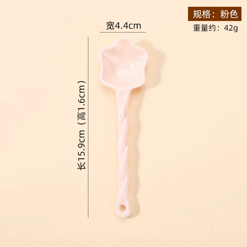 Мультяшная керамическая ложка Kawaii, кофейная ложка, милая корейская десертная ложка для мороженого с длинной ручкой, кухонная посуда, аксессуары