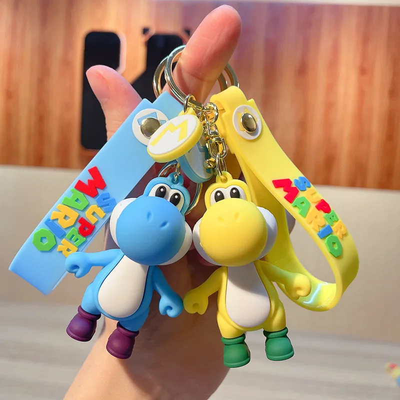 Брелок для ключей Супер Марио ПВХ фигура Йоши Kawaii пять цветов декоративные