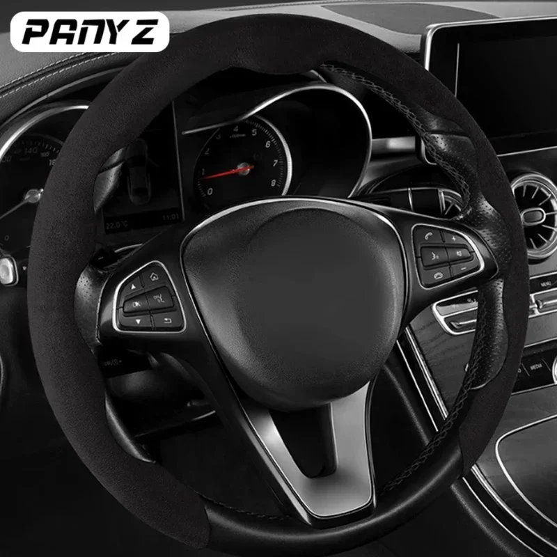 Фото Новый замшевый чехол на руль автомобиля, универсальный чехол для Skoda Octavia Fabia Rapid Superb Kodiaq Scala Karoq Citigo Kamiq №2