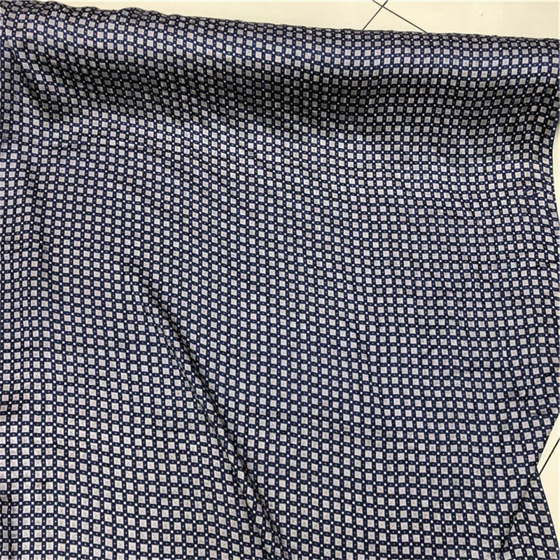 

Темно-синяя клетчатая шелковая ткань, летняя Высококачественная Мужская и женская рубашка, платье, пижамная ткань, 19 шт., шелковые атласные ...