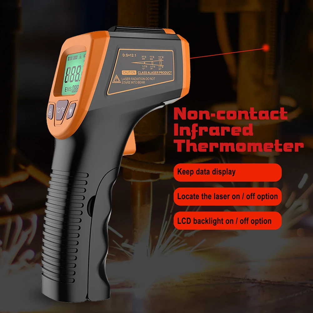 

GM320S Digital Non-Contact Infrared Thermometer Laser Pyrometer For Boiler Home Oven Confectionery Bath BBQ Temperature Mete