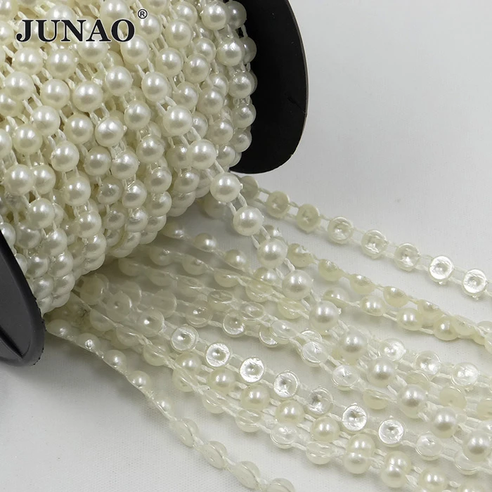 Бусины из белого жемчуга JUNAO полукруглые бусины с имитацией цепочка для свадьбы
