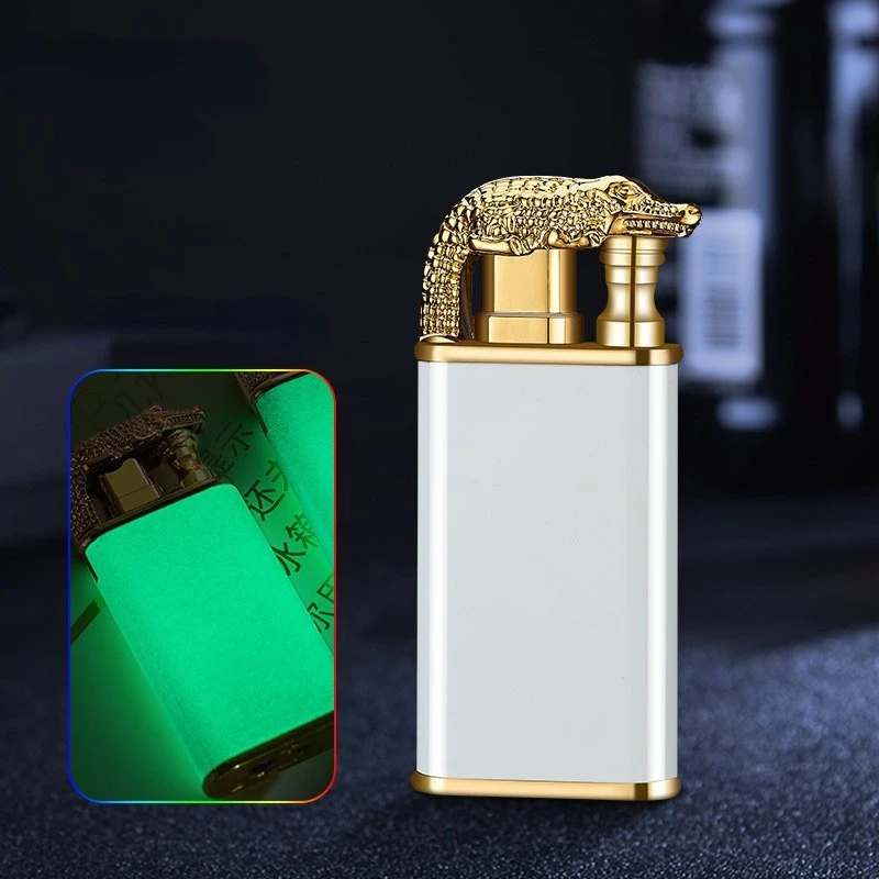 

New Luminous Crocodile Dolphin Tiger Lighter Creative Straight-through Windproof Open Fire Conversion Lighter Men's Gift
