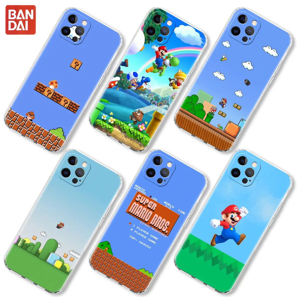 

SUPER MARIO BROS Funny Coque for Apple iPhone 12 13 Mini 11 Pro 7 8 SE 2020 Soft Phone Case XR X XS Max 6 6S Plus Clear Bags