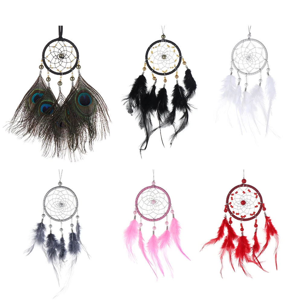 

Small Handmade Crafts Wall Hanging Gargen Decor Car Interior Rearview Pendant Wind Chimes Feathers Dream Catchers