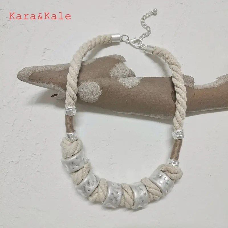 

Kara&Kale Bohemian Short Necklaces Cotton String Necklace Hand Knotted Beaded Necklaces Ethnic Jewelry Women's Jewelry