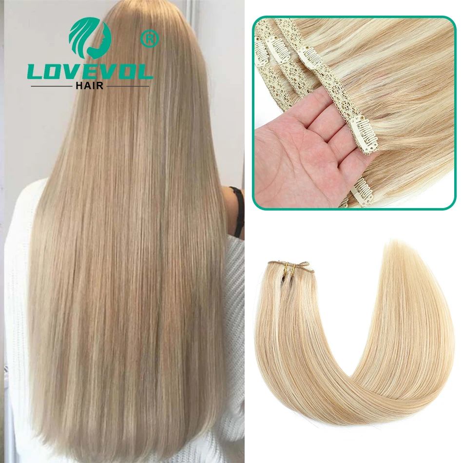 Clip in Human Hair Extensions Real Hair Blonde Ash Blonde Mix Light Blonde 3 Pcs 70-110 Gram Remy Nordic Blonde Hair Clips On