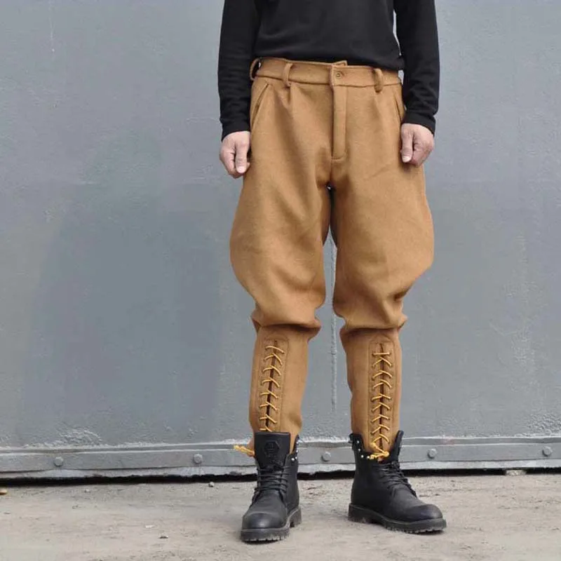 YANGHAOYUSONG HomemadeYUTU&MM Vintage Cropped Pants Jodhpurs Thick Ribbed Wool Men's Riding Breeches Circa 1940s French Workwear