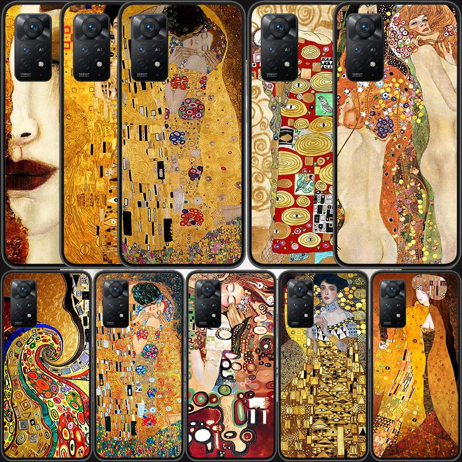 

Kiss by Gustav Klimt Desig Phone Case For Xiaomi Redmi Note 11 Pro 11E 11S 4G 11T 10 10S 9 9S 9T 5G 8 8T 7 6 5 4 4X Cover Shell