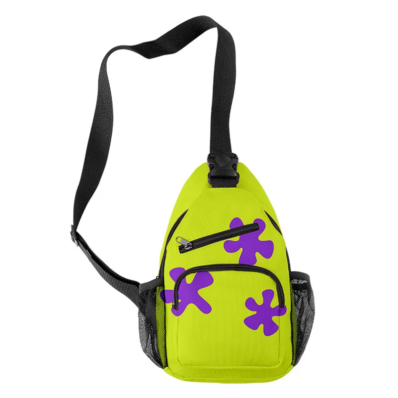 3D Anime Patrick Star Shoulder Bags Nylon Waist Packs Sling Bag Crossbody Outdoor Sport Shoulder Chest Canvas Messenger Bag