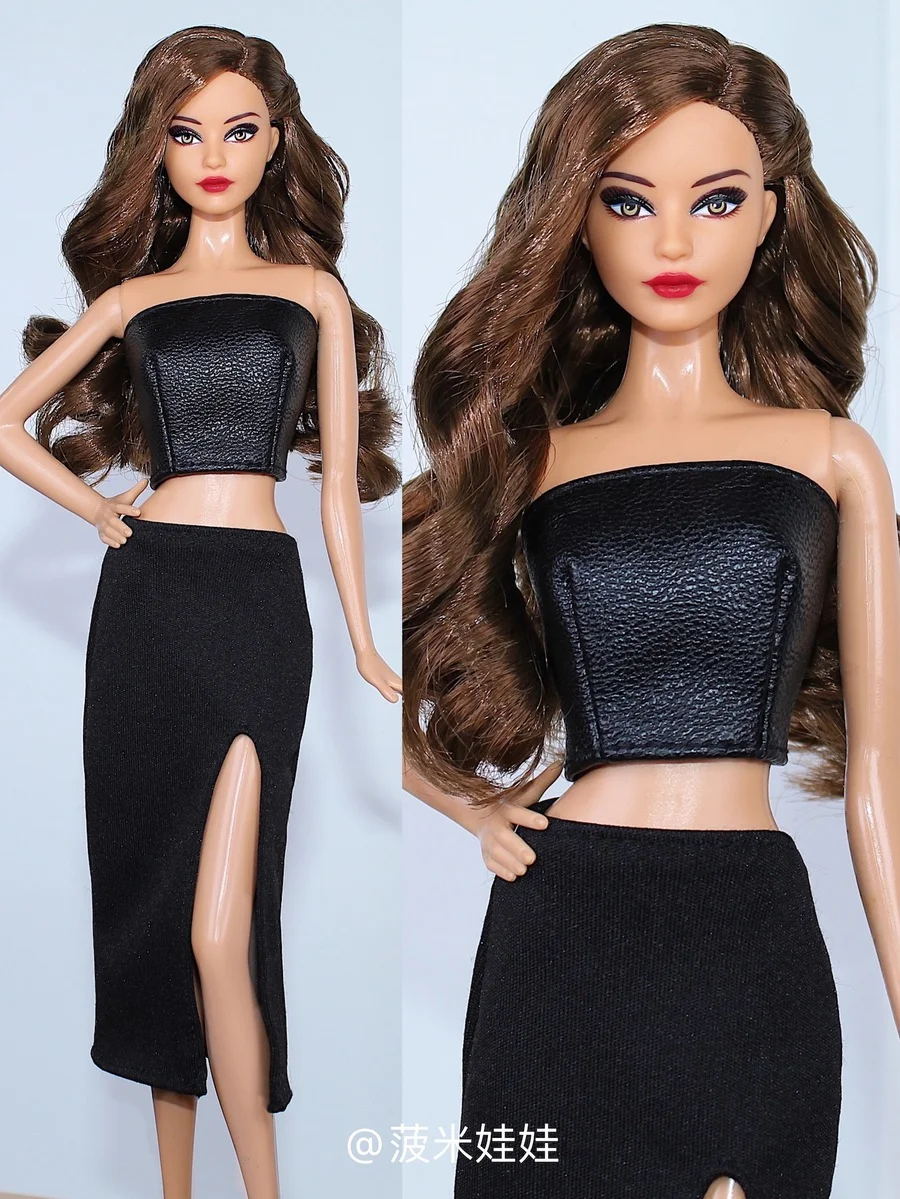 

Top and skirt / black sexy clothing set outfit For 1/6 BJD Xinyi FR ST Barbie Doll / 30cm doll clothes