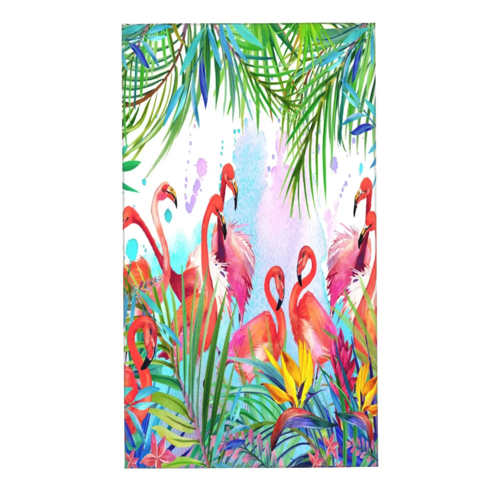 

Face Towel Tropical Palm Tree Leaves Flamingo Bird Watercolor Soft Bath Hotel Spa Gym Sport Hand Towelsполотенце для