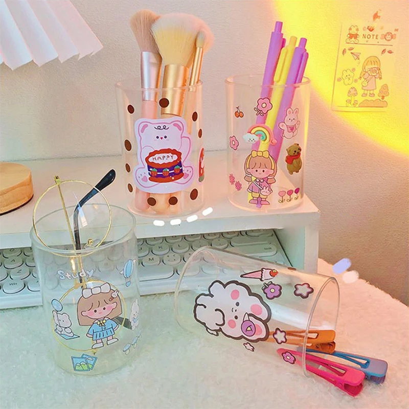 

Ins Style Transparent Acrylic Round Pen Holder Square Pen Holder Makeup Brush Storage Rack Large Capacity Desk Pencil Rack