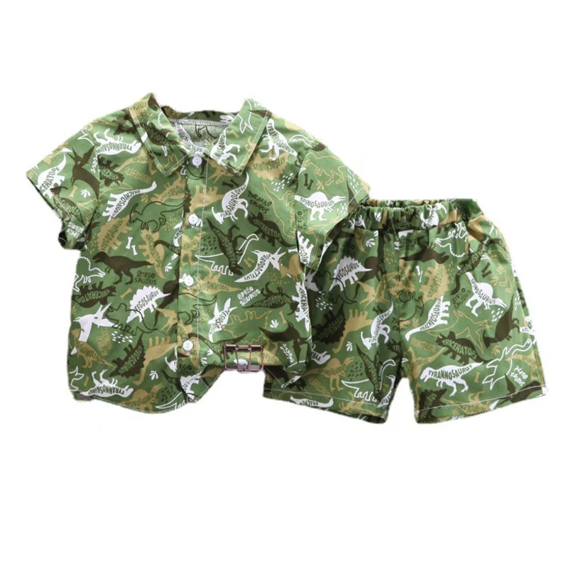 

2 шт./комплект, детские шорты и рубашка с мультяшным принтом