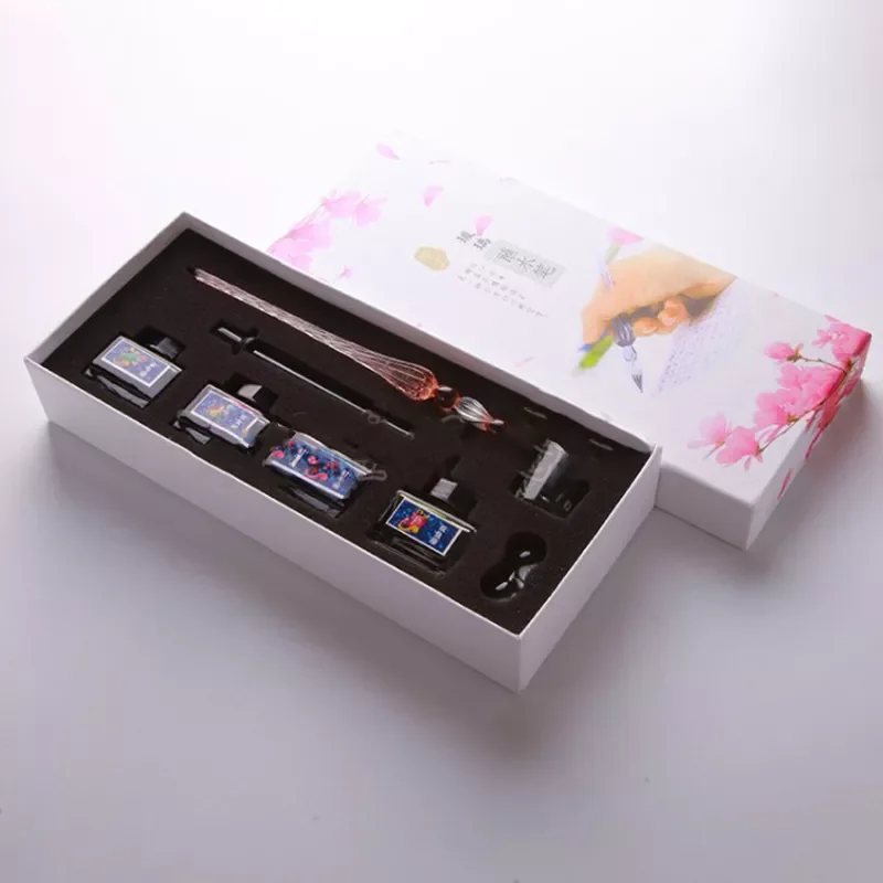 

Handmade Glass Dip Signature Ink Fountain Pen Writing Tool Offices School Stationery With Gift Box
