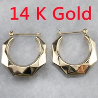 2022 unique design simple smooth diamond block yellow gold female earrings shiny metal celebrity temperament jewelry