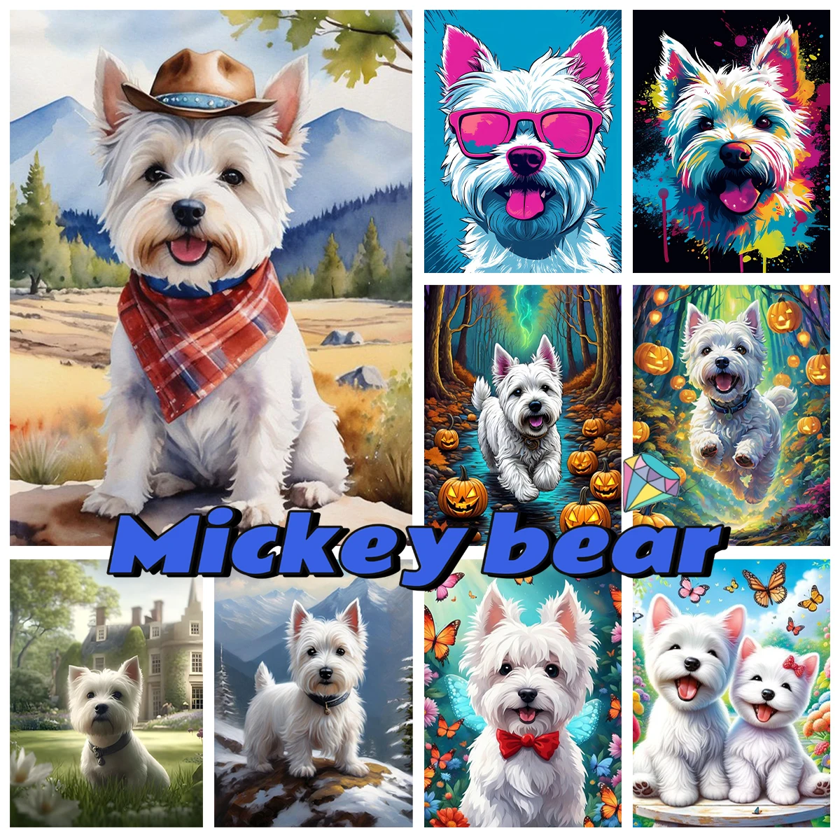 Набор для алмазной вышивки West Highland White Terrier картина с милым питомцем сделай сам