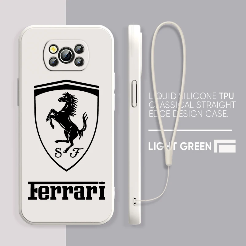 

Luxury Car Enzo Ferrari Logo For Xiaomi Poco X4 X3 F4 F3 NFC M5 M4 M3 GT S Pro 4G 5G Liquid Rope Phone Case Cover Fund