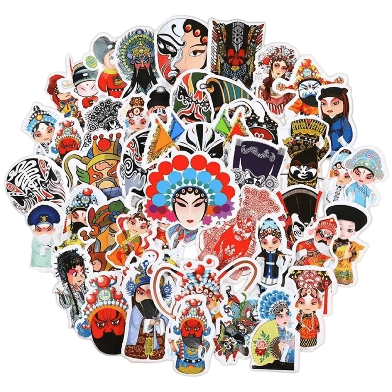 

50Pcs Peking Opera Chinese Style Stickers Huaxia Millennium Culture Decoration Household Goods Children's Gifts