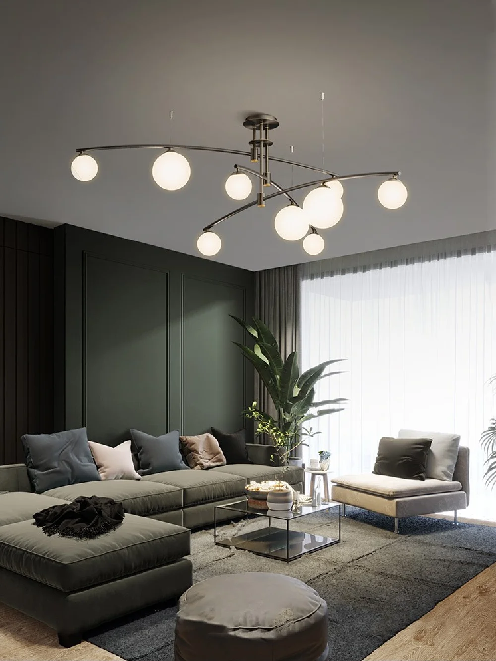 

Black Or Gold LED Chandelier Lighting For Dining Living Room Bedroom Home Deco Hanging Lamp Glass Ball Modern Creative Fixtures