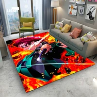anime carpet for living room area rug floor mat demon slayer trendy bedroom non slip kitchen bath flannel modern home decoration