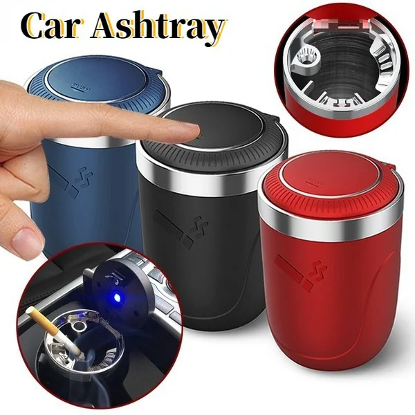 

LED Light Car Ashtray Push Type Auto Vehicle Cigarette Ashtray Holder Push-type Multi-function Car Ashtray
