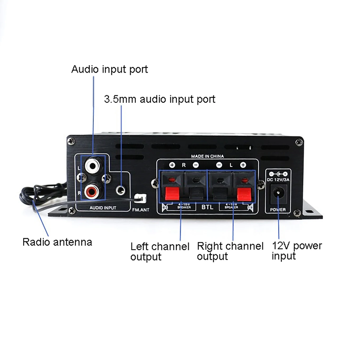 Фото AK380 2-канальный Bluetooth Hi-Fi усилитель с питанием стерео аудио автомобильные динамики усилитель с питанием сабвуфера усилитель №3