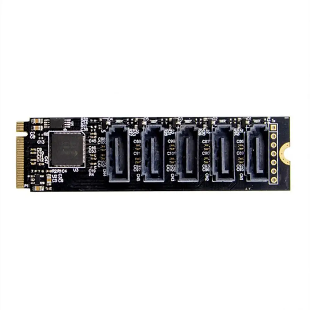 

Adapter Pci Express High-quality Sata3.0 Jmb585 For Chia Mining Adapter Card M.2 Key M 5 Ports New Controller M.2 To Ngff Riser