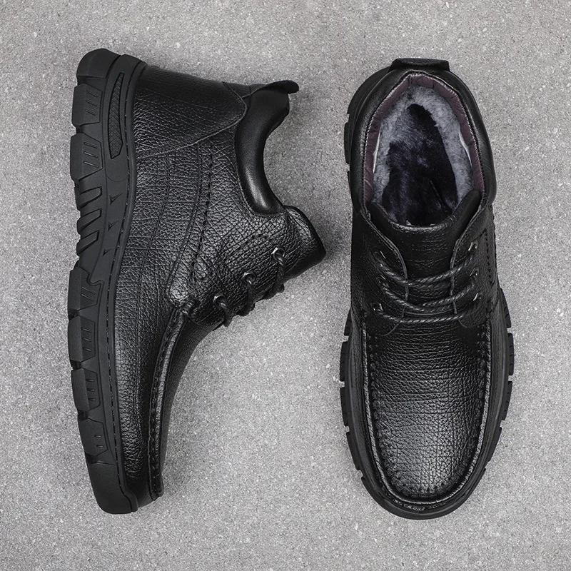 

Men Winter Brand Snow Boots Waterproof Leather Sneakers Super Warm Men's Boots Outdoor Male Hiking Boots Work Shoes