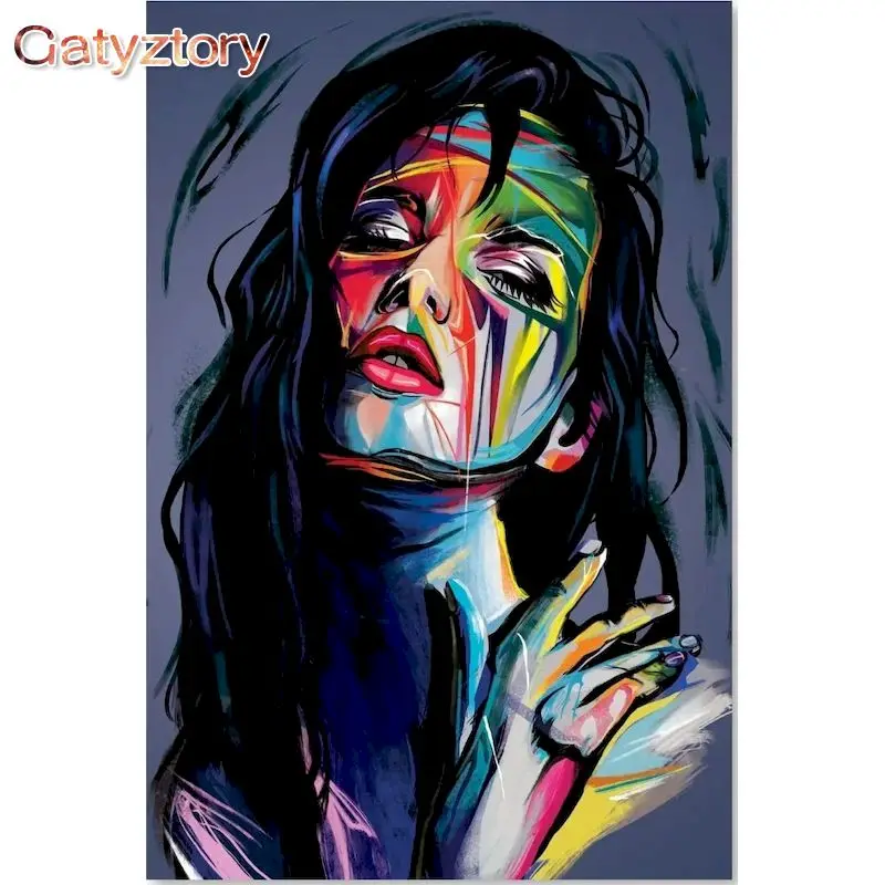 

GATYZTORY 60x75cm DIY Paintings By Numbers For Adults Acrylic Paint Woman Figure Canvas Painting Art Modern Home Decoration