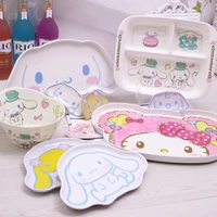 kawaii sanrioed cinnamoroll anime tableware irregular rice bowl cake snacks fruit plate cartoon imitation ceramic kids mini dish