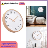 light luxury creativity japanese style wall clock round quartz silent wooden digital wall clock modern design home decorating