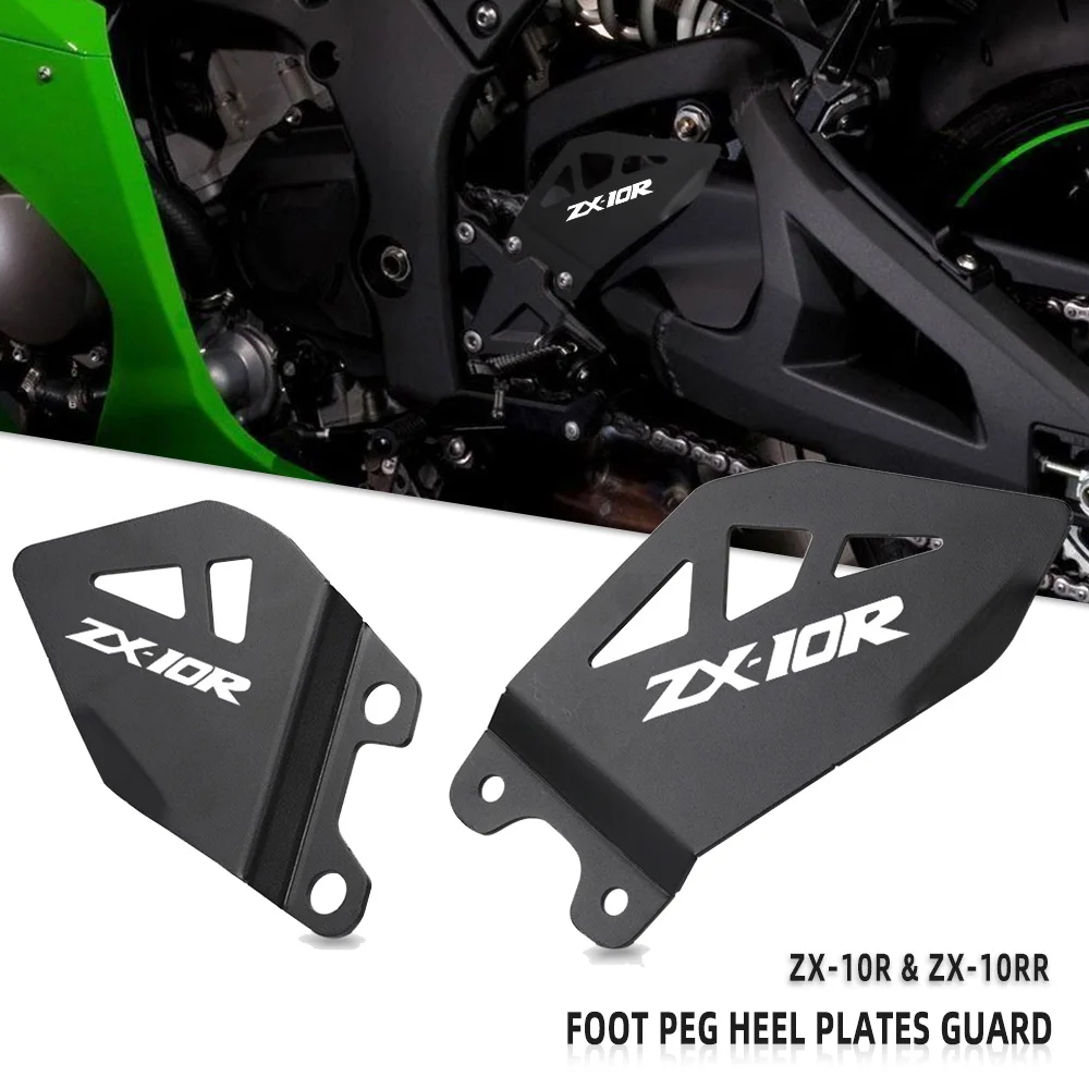 

For KAWASAKI NINJA ZX10R ZX10RR 2011-2020 2018 2019 Foot Peg Heel Plates Guard ZX-10R ZX-10RR Footrest Hanger Pedal Protector