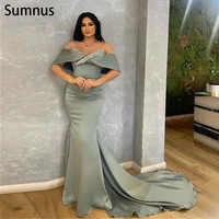 sumnus 2022 vintage mermaid evening dresses off the shoulder pearls stain floor length prom dresses robe de soir%c3%a9e de mariage