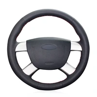 diy custom black artificial leather steering wheel cover for ford kuga 2008 2011 focus 2 2005 2011 c max 2007 2010