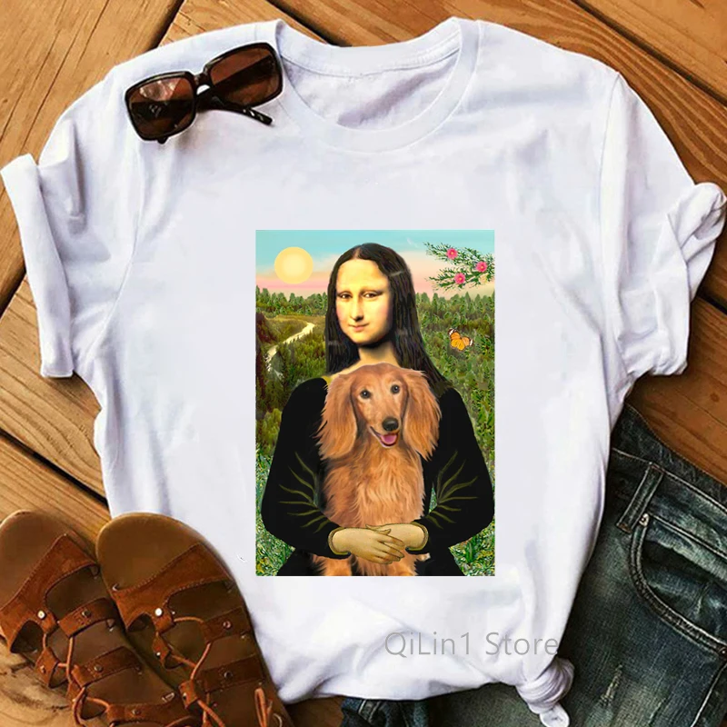 

Women I love my sausage Dog enthusiasts T Shirt Girl Graphic Printed Fashion Harajuku 2023 Clothes Causal Female Y2K Tops Tee