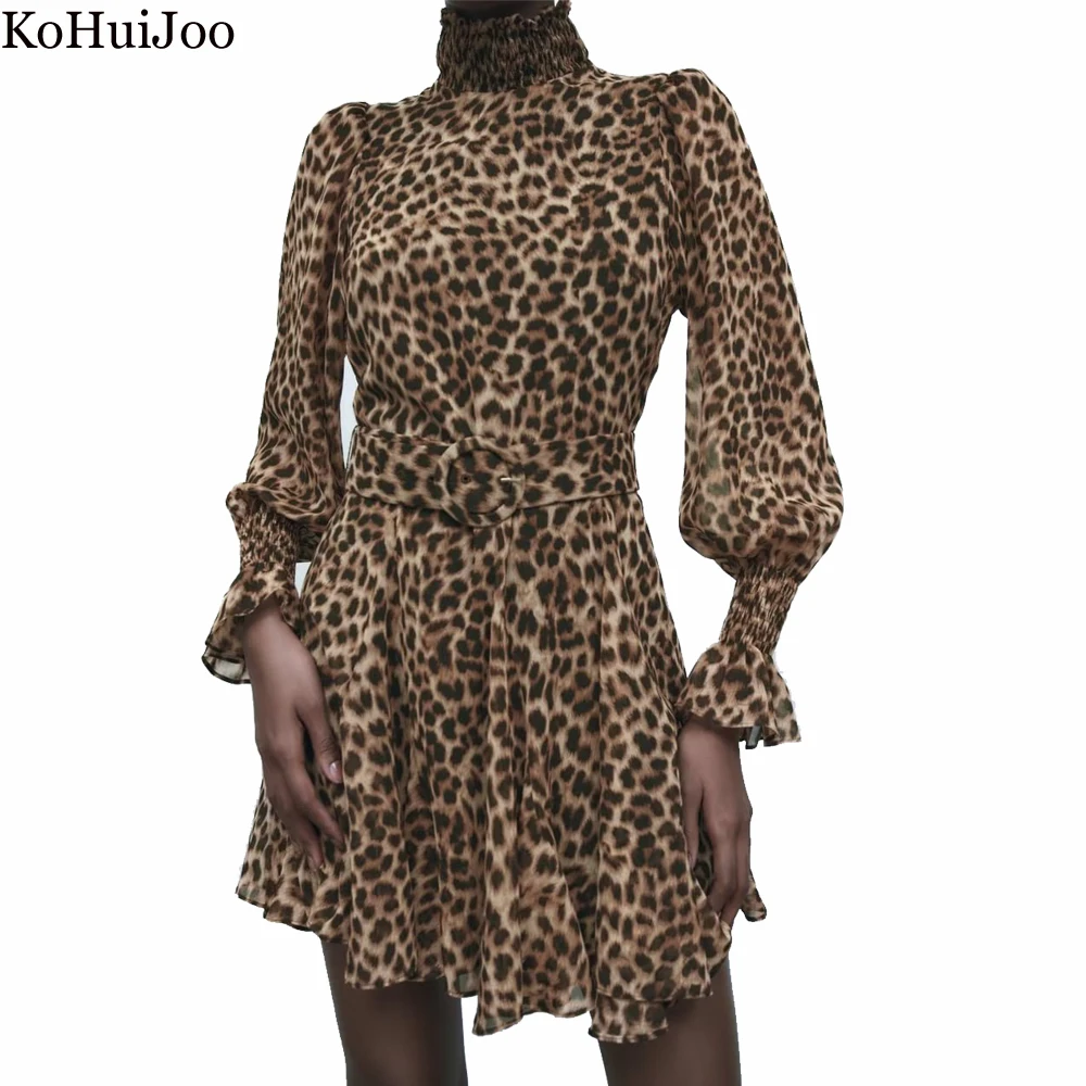 

Платье LXUNYI женское с леопардовым принтом, короткое ТРАПЕЦИЕВИДНОЕ офисное, с длинным рукавом, в винтажном ретро стиле, весна-осень