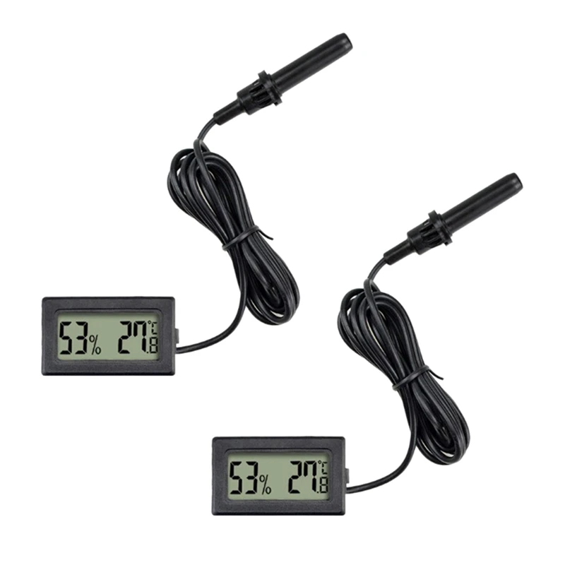 

2X TP200 LCD Digital Thermo-Hygrometer Temperature Humidity Meter Tester Sensor Hygrometer Temp Gauge Monitor,Black