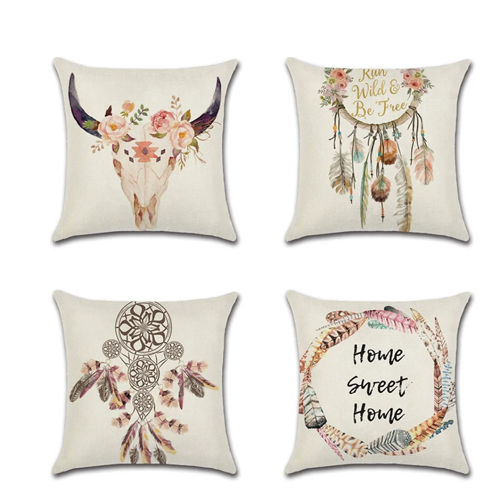 

45 см чехол-наволочка с рисунком Ловца снов из полиэстера, разноцветное перо, чехол для подушки, украшение для дома