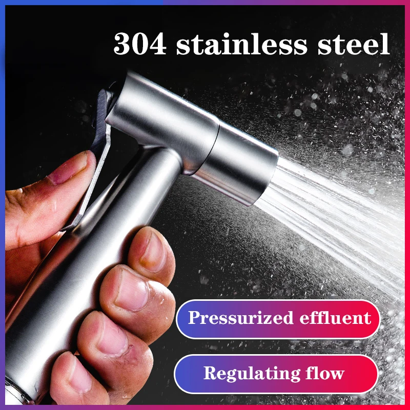 

Stainless Steel Toilet Hand Held Bidet Faucet Sprayer Bidet Set Sprayer Gun Toilet Spray For Bathroom Self Cleaning Shower Head